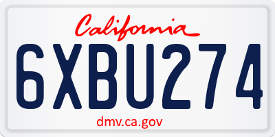 CA license plate 6XBU274
