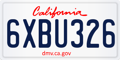 CA license plate 6XBU326