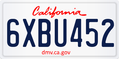 CA license plate 6XBU452