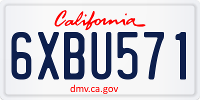 CA license plate 6XBU571