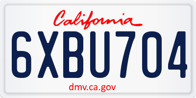 CA license plate 6XBU704