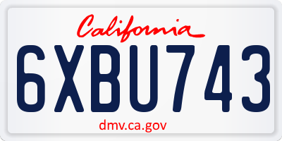 CA license plate 6XBU743