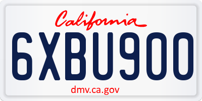 CA license plate 6XBU900