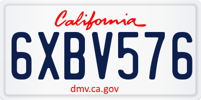 CA license plate 6XBV576