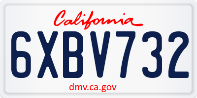 CA license plate 6XBV732