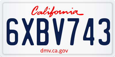 CA license plate 6XBV743
