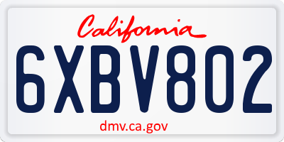 CA license plate 6XBV802
