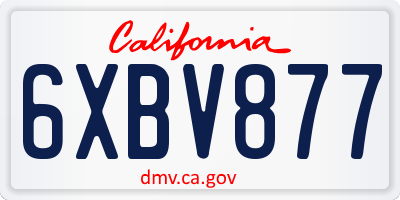 CA license plate 6XBV877