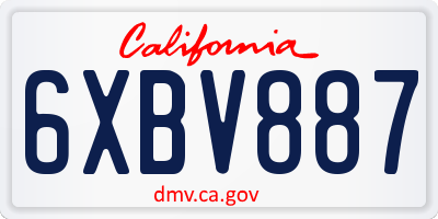 CA license plate 6XBV887