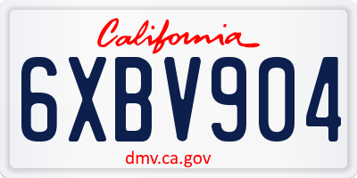 CA license plate 6XBV904