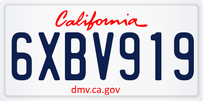 CA license plate 6XBV919