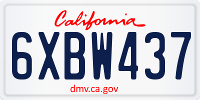 CA license plate 6XBW437