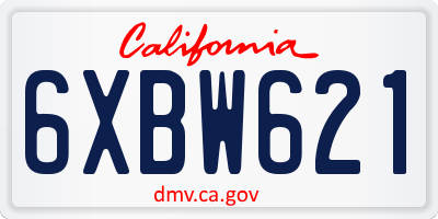 CA license plate 6XBW621