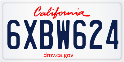 CA license plate 6XBW624