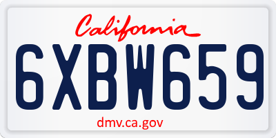 CA license plate 6XBW659