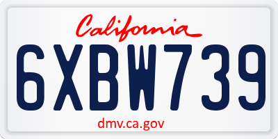 CA license plate 6XBW739