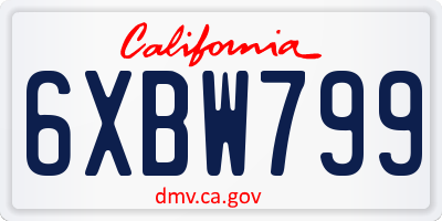 CA license plate 6XBW799