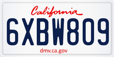 CA license plate 6XBW809