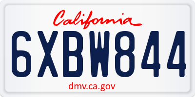 CA license plate 6XBW844