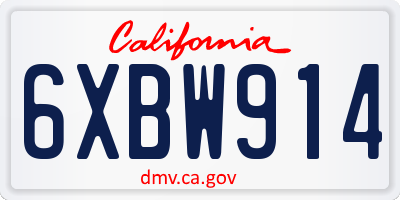 CA license plate 6XBW914