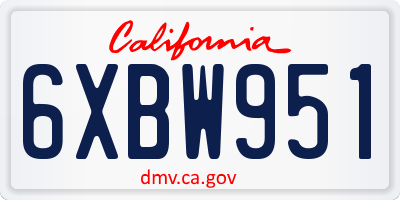 CA license plate 6XBW951