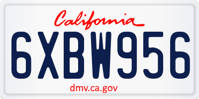 CA license plate 6XBW956