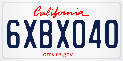 CA license plate 6XBX040