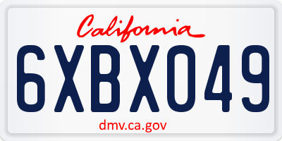 CA license plate 6XBX049