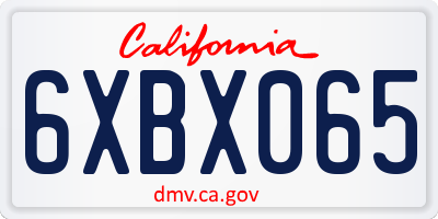 CA license plate 6XBX065