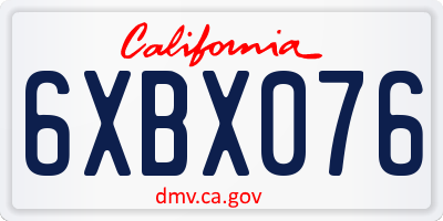 CA license plate 6XBX076