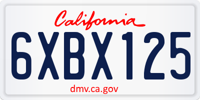 CA license plate 6XBX125