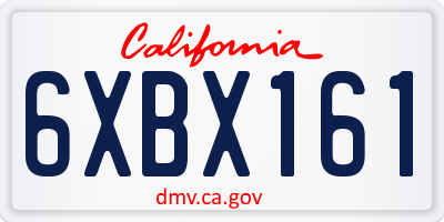 CA license plate 6XBX161