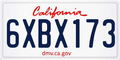 CA license plate 6XBX173