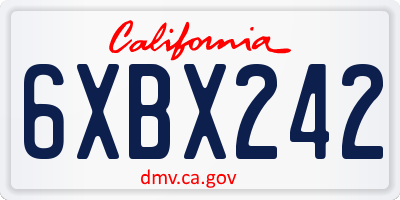 CA license plate 6XBX242
