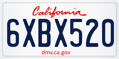 CA license plate 6XBX520