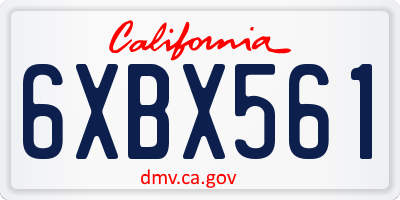 CA license plate 6XBX561