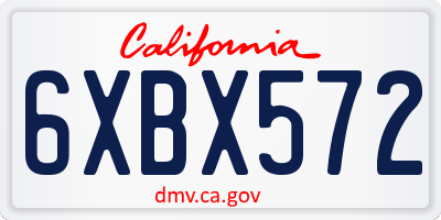 CA license plate 6XBX572