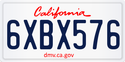 CA license plate 6XBX576