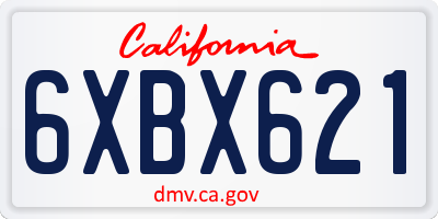 CA license plate 6XBX621