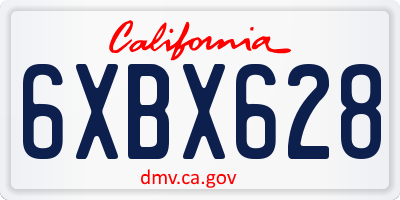 CA license plate 6XBX628