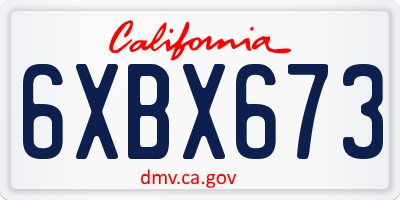 CA license plate 6XBX673