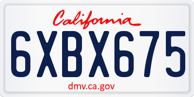 CA license plate 6XBX675