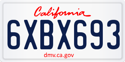 CA license plate 6XBX693