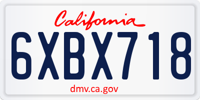 CA license plate 6XBX718