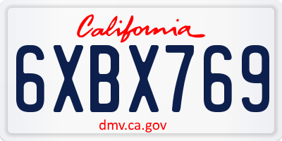 CA license plate 6XBX769