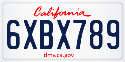 CA license plate 6XBX789
