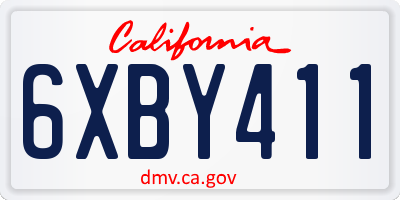 CA license plate 6XBY411