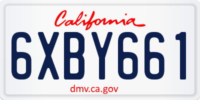 CA license plate 6XBY661