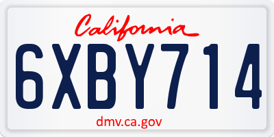 CA license plate 6XBY714