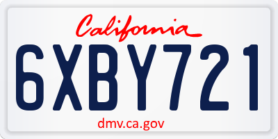 CA license plate 6XBY721